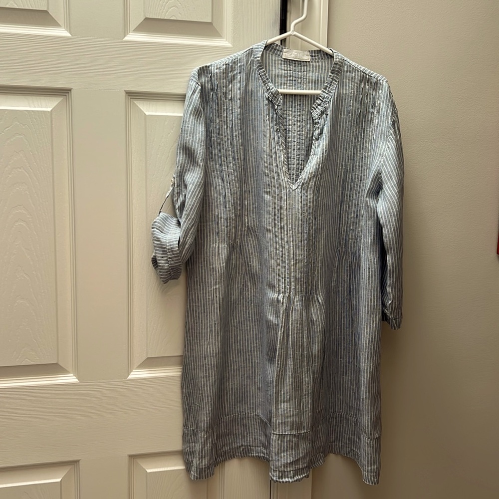CP Shades Chambray/Cream Stripe Linen Regina Tunic